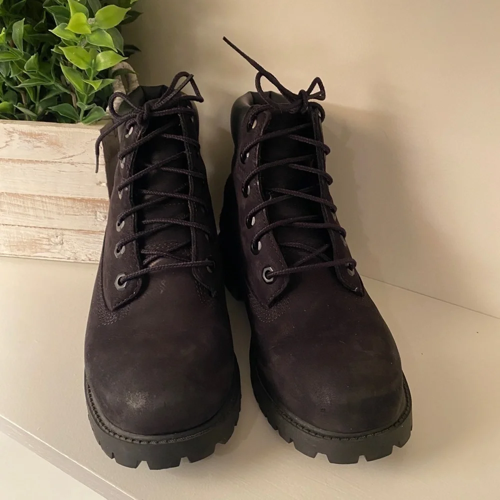 Timberland BOYS Premium 6” Waterproof Black Leather Ankle Boots Boys Size 4